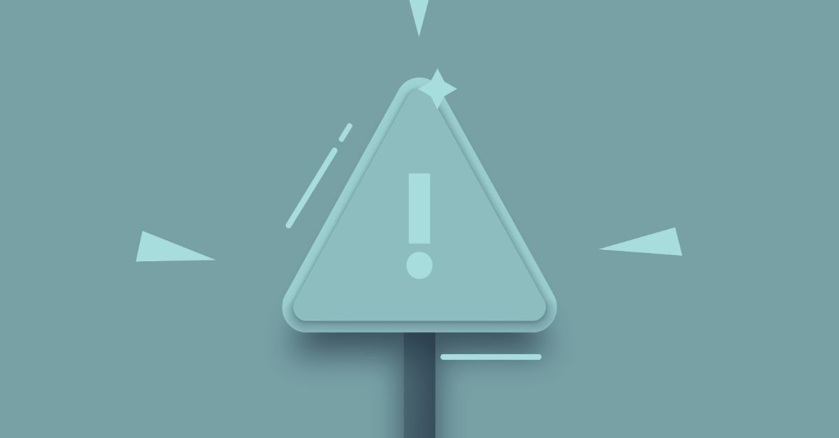 Illustration eines stilisierten Warnschilds mit Ausrufezeichen vor blauem Hintergrund – symbolisch dafür, dass Unternehmensrisiken 2026 für österreichische KMU sichtbar gemacht und aktiv gemanagt werden müssen.